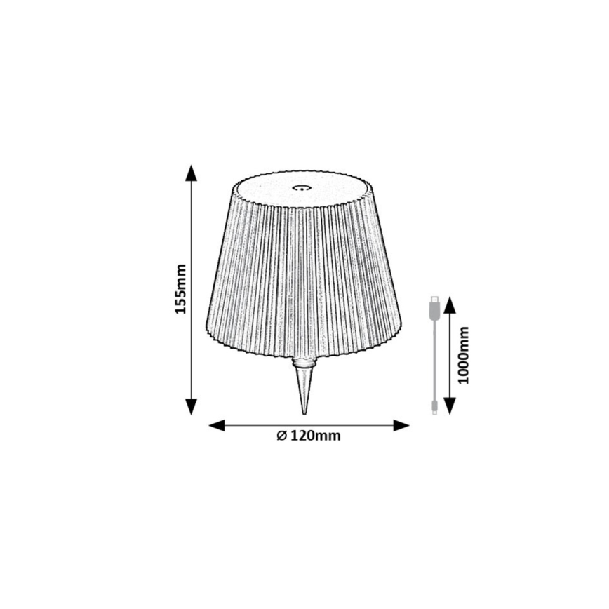 Rabalux - LED Ljusreglerad uppladdningsbar flaska lampskärm LED/2W/5V IP44