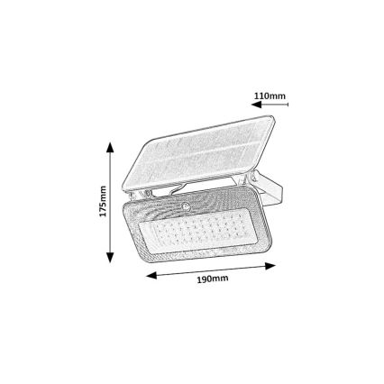 Rabalux - Solcellstrålkastare med sensor LED/8W/3,7V 3000/4000/6500K IP65 2600 mAh