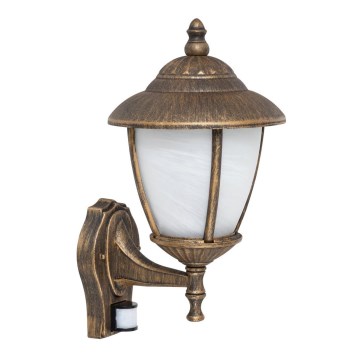 Rabalux 7836 - Utomhus Väggbelysning med sensor MADRID 1xE27/60W/230V IP43 guld