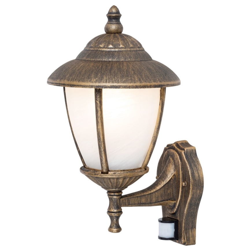 Rabalux 7836 - Utomhus Väggbelysning med sensor MADRID 1xE27/60W/230V IP43 guld