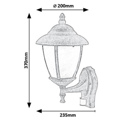Rabalux 7836 - Utomhus Väggbelysning med sensor MADRID 1xE27/60W/230V IP43 guld