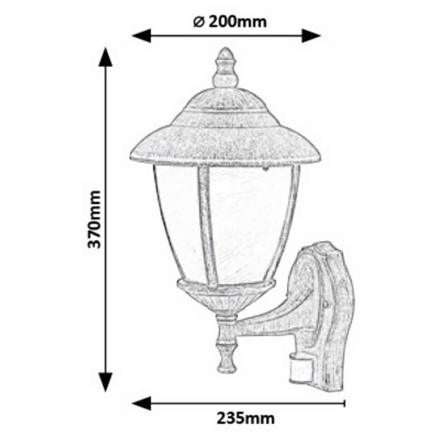 Rabalux 7836 - Utomhus Väggbelysning med sensor MADRID 1xE27/60W/230V IP43 guld