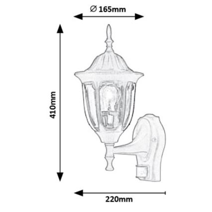 Rabalux 7837 – Utomhus Väggbelysning med sensor MILANO 1×E27/60W/230V IP43 Svart