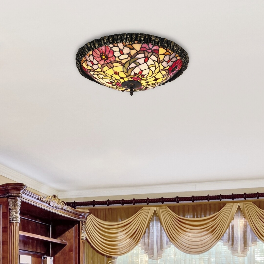 Rabalux - Tiffany elegant plafond i glasmosaik, 2xE27/60W/230V, Ø 44 cm