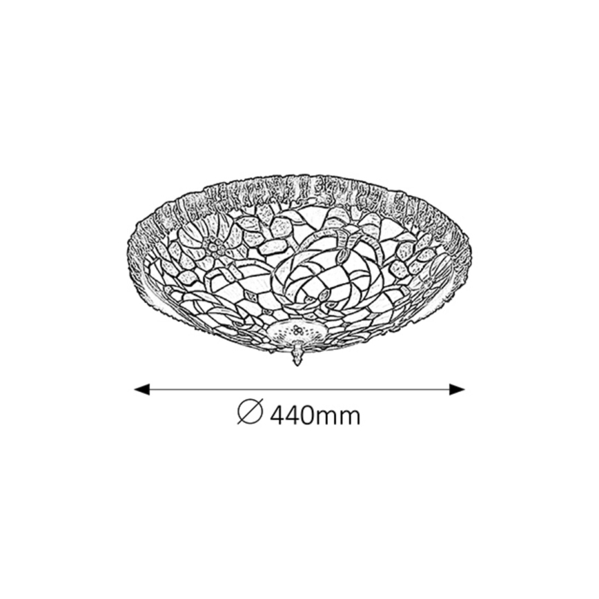 Rabalux - Tiffany elegant plafond i glasmosaik, 2xE27/60W/230V, Ø 44 cm