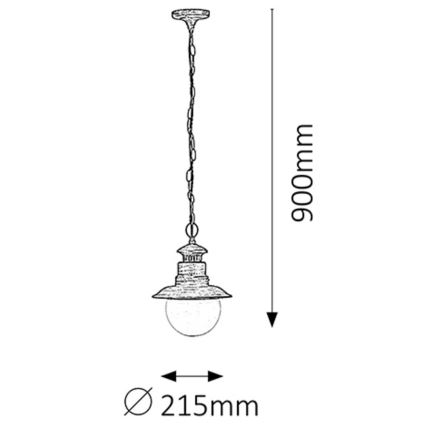 Rabalux 8164 - Utomhus Hängande lampa ODESSA 1xE27/60W