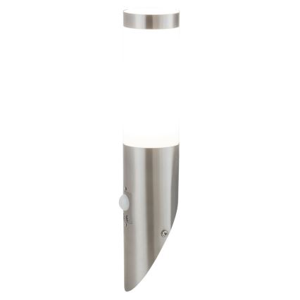 Rabalux 8266 - Utomhus Väggbelysning med sensor INOX Fackla 1xE27/25W/230V IP44