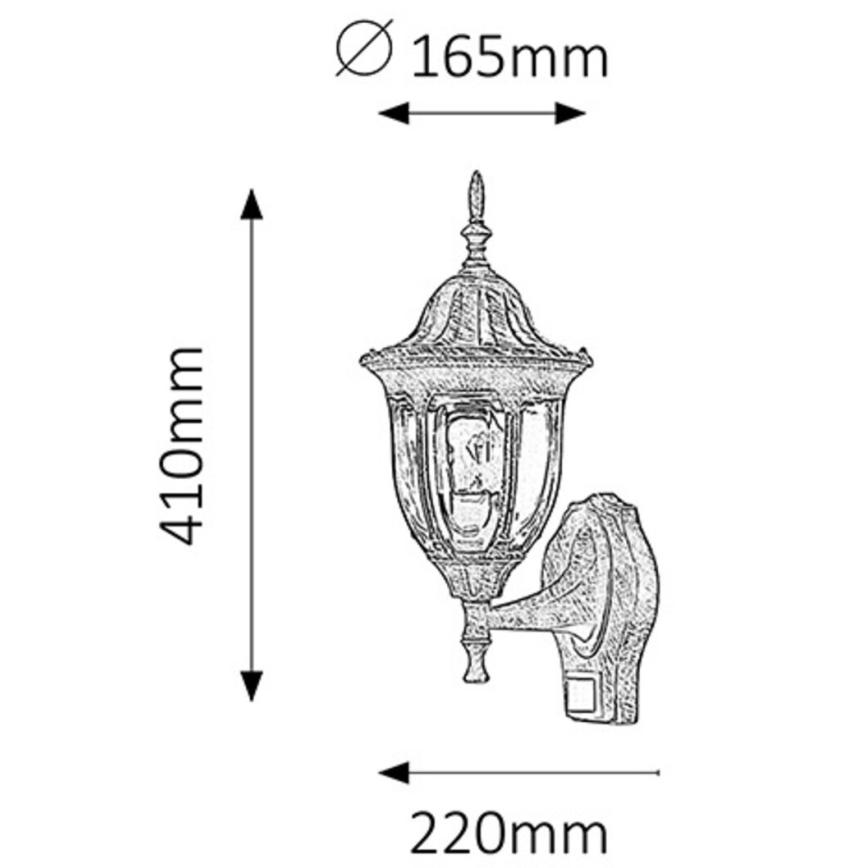 Rabalux 8370 – Utomhusbelysning med sensor MILANO 1×E27/60W/230V