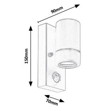 Rabalux 8834 - Utomhus Väggbelysning med sensor MEDINA 1xGU10/10W/230V