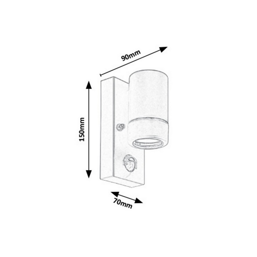 Rabalux 8834 - Utomhus Väggbelysning med sensor MEDINA 1xGU10/10W/230V