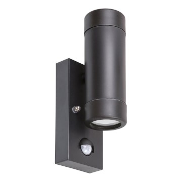 Rabalux 8835 - Utomhus Väggbelysning med sensor MEDINA 2xGU10/10W/230V IP44 svart