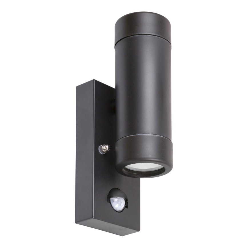 Rabalux 8835 - Utomhus Väggbelysning med sensor MEDINA 2xGU10/10W/230V IP44 svart