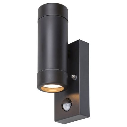 Rabalux 8835 - Utomhus Väggbelysning med sensor MEDINA 2xGU10/10W/230V IP44 svart