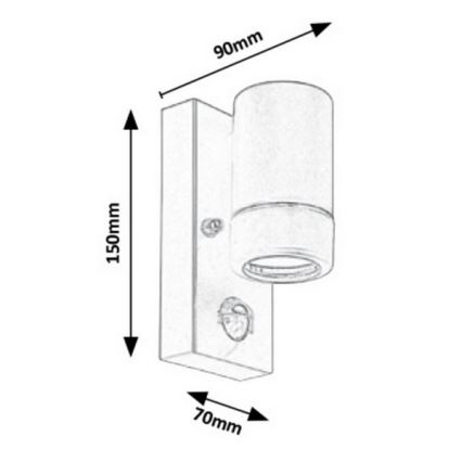 Rabalux 8838 - Utomhus Väggbelysning med sensor MEDINA 1xGU10/10W/230V