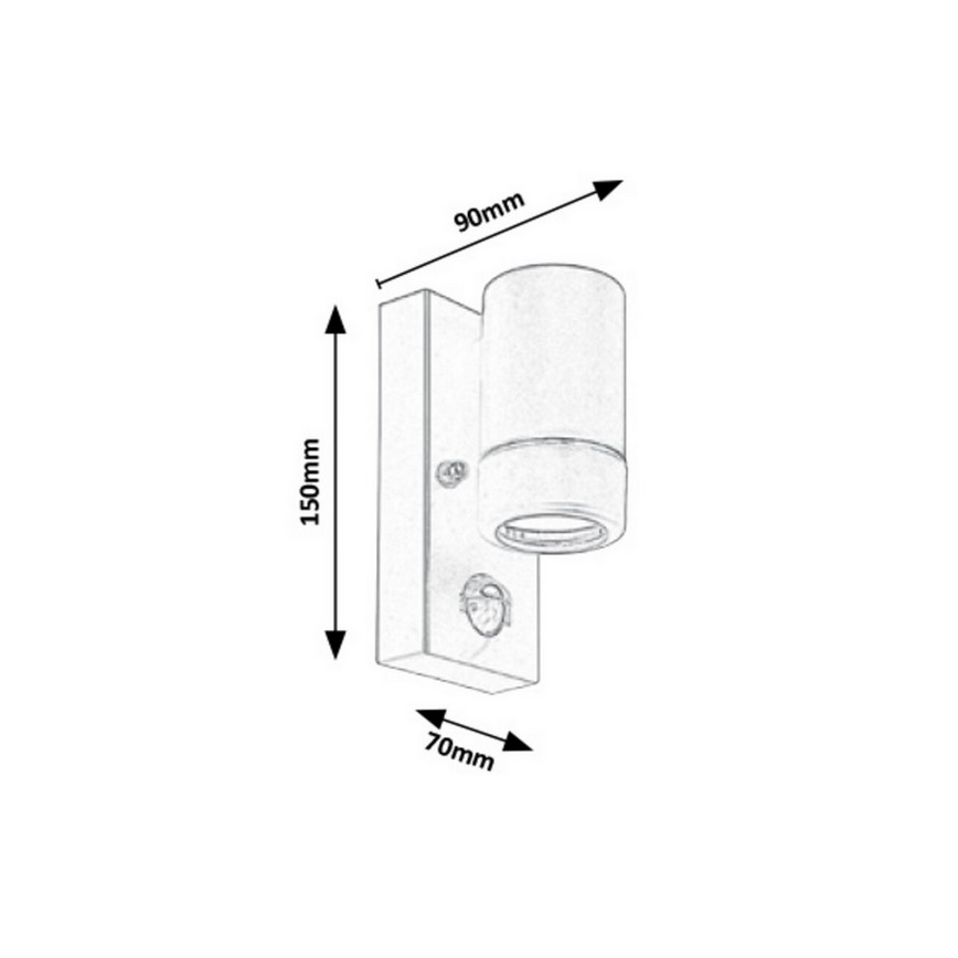 Rabalux 8838 - Utomhus Väggbelysning med sensor MEDINA 1xGU10/10W/230V