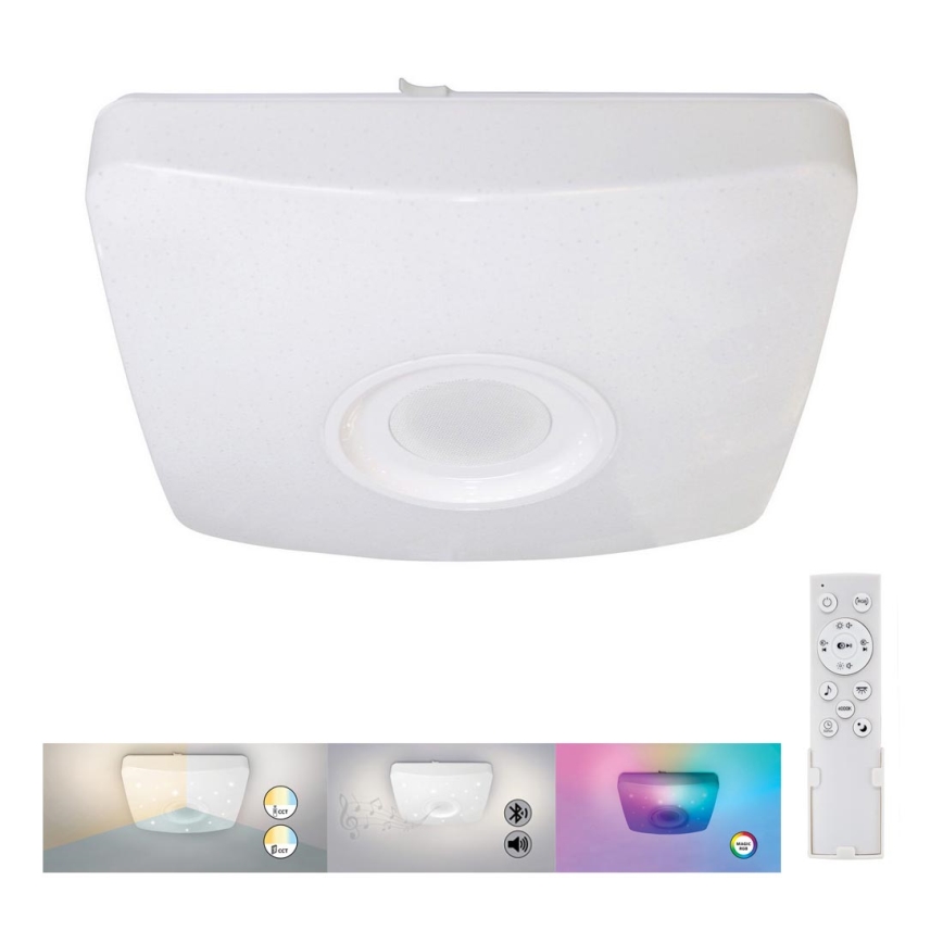 Rabalux - Dimbart LED RGB-taklampa med inbyggd högtalare LED/18W/230V 3000-6000K Bluetooth + fjärrkontroll 36,5x36,5 cm