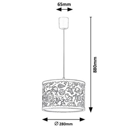 Rabalux - Hängande ljuskrona med textilsladd för barn 1xE27/40W/230V blå