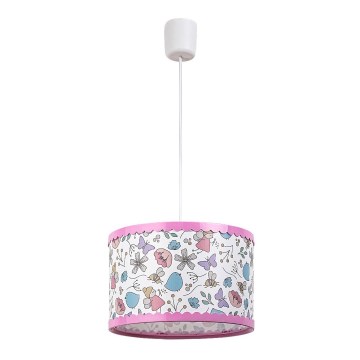Rabalux - Hängande ljuskrona med textilsladd för barn 1xE27/40W/230V rosa