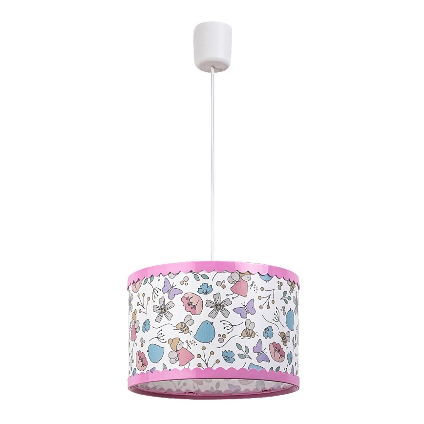 Rabalux - Hängande ljuskrona med textilsladd för barn 1xE27/40W/230V rosa