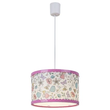 Rabalux - Hängande ljuskrona med textilsladd för barn 1xE27/40W/230V rosa