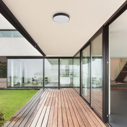 Rabalux - Badrumsplafond LED/24W/230V 2800K/4000K/6000K IP44 svart Ø 30 cm