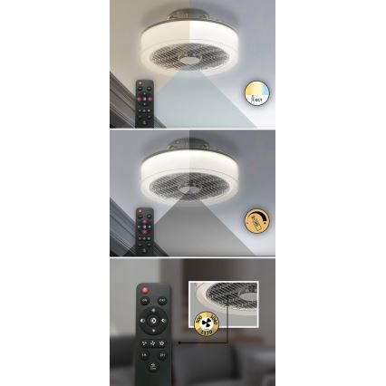 Rabalux - LED Dimbar Takbelysning med en fläkt LED/30W/230V + Fjärrstyrd