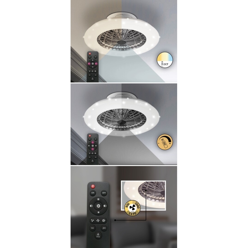 Rabalux - LED Dimbar Takbelysning med en fläkt LED/30W/230V + Fjärrstyrd