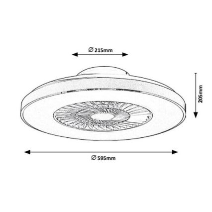 Rabalux - LED Dimbar Takbelysning med en fläkt LED/40W/230V + Fjärrstyrd