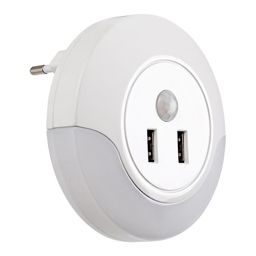 Rabalux - LED nattlampa med sensor för vägguttag 2xUSB LED/13,9W/230V 3000K