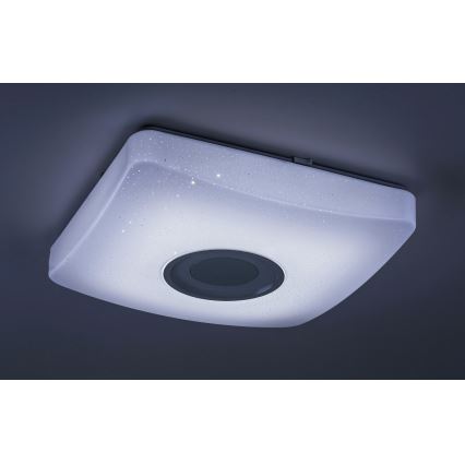 Rabalux - Dimbart LED RGB-taklampa med inbyggd högtalare LED/18W/230V 3000-6000K Bluetooth + fjärrkontroll 36,5x36,5 cm