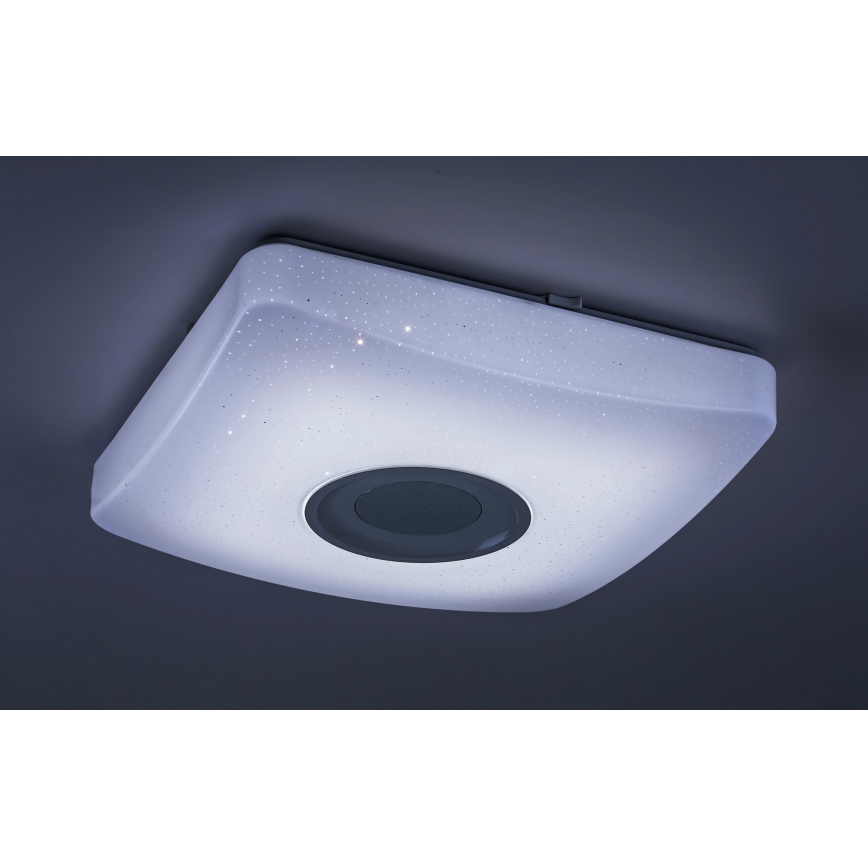Rabalux - Dimbart LED RGB-taklampa med inbyggd högtalare LED/18W/230V 3000-6000K Bluetooth + fjärrkontroll 36,5x36,5 cm