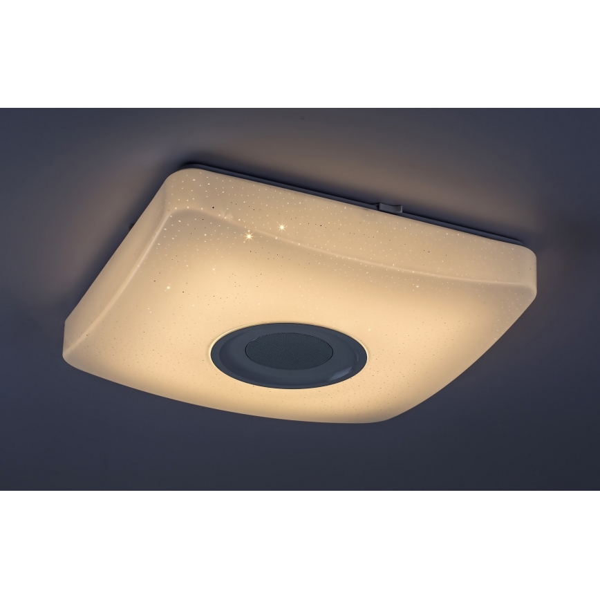 Rabalux - Dimbart LED RGB-taklampa med inbyggd högtalare LED/18W/230V 3000-6000K Bluetooth + fjärrkontroll 36,5x36,5 cm