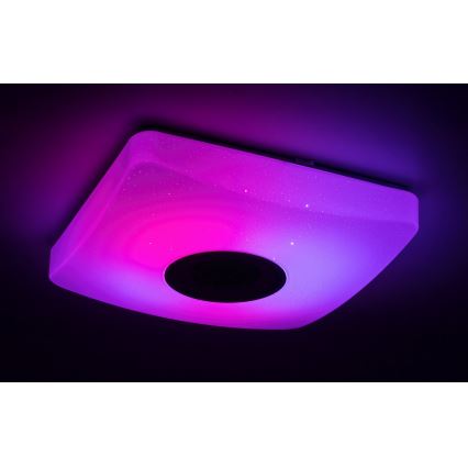 Rabalux - Dimbart LED RGB-taklampa med inbyggd högtalare LED/18W/230V 3000-6000K Bluetooth + fjärrkontroll 36,5x36,5 cm