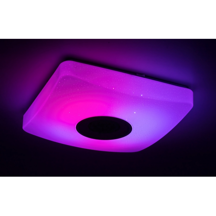 Rabalux - Dimbart LED RGB-taklampa med inbyggd högtalare LED/18W/230V 3000-6000K Bluetooth + fjärrkontroll 36,5x36,5 cm