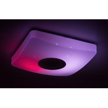 Rabalux - Dimbart LED RGB-taklampa med inbyggd högtalare LED/18W/230V 3000-6000K Bluetooth + fjärrkontroll 36,5x36,5 cm
