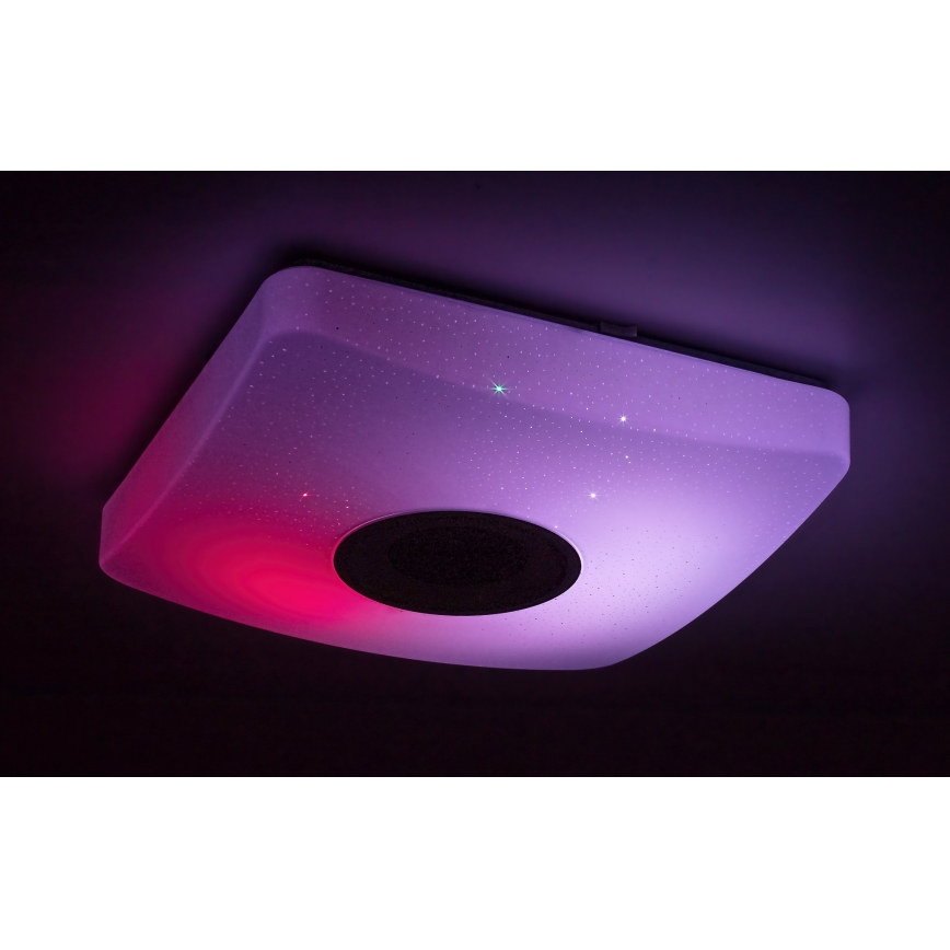 Rabalux - Dimbart LED RGB-taklampa med inbyggd högtalare LED/18W/230V 3000-6000K Bluetooth + fjärrkontroll 36,5x36,5 cm