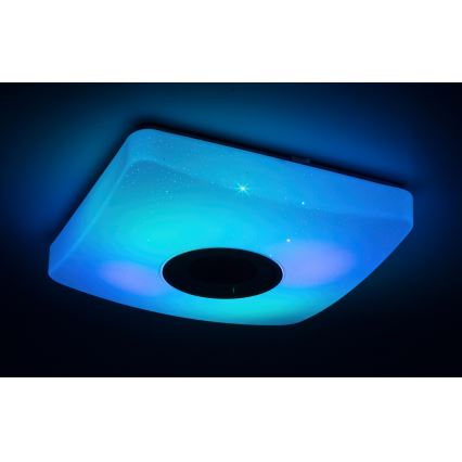 Rabalux - Dimbart LED RGB-taklampa med inbyggd högtalare LED/18W/230V 3000-6000K Bluetooth + fjärrkontroll 36,5x36,5 cm