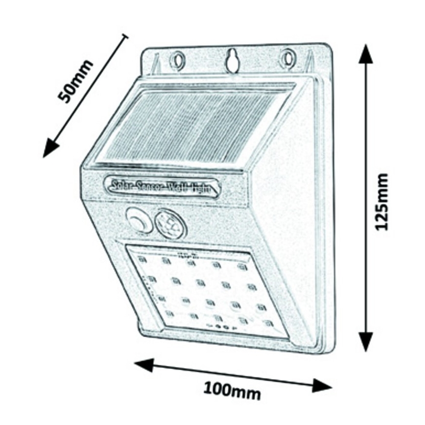 Rabalux - LED solcellsvägglampa med sensor IP44 1200 mAh