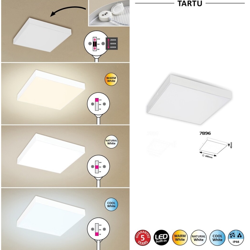 Rabalux - LED Takbelysning LED/24W/230V 3000-6000K IP44 vit