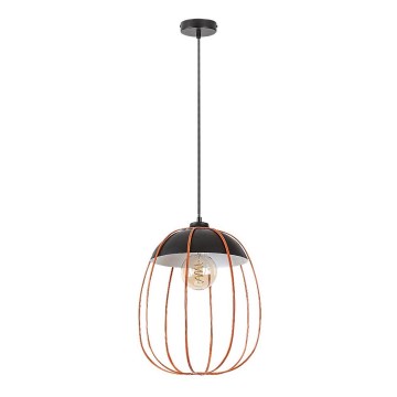 Rabalux - Ljuskrona med textilsladd 1xE27/60W/230V svart/orange