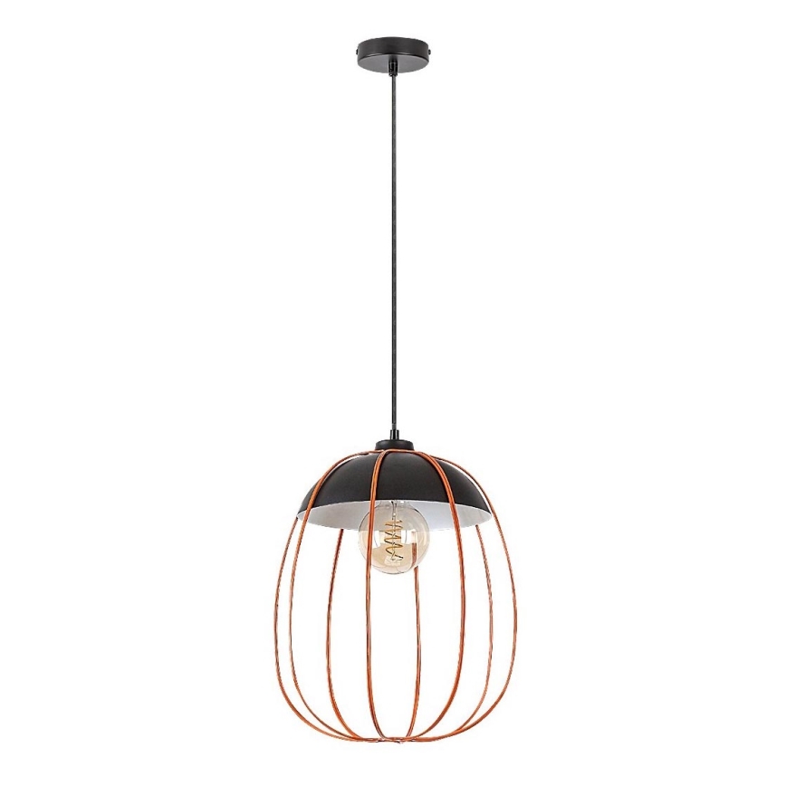 Rabalux - Ljuskrona med textilsladd 1xE27/60W/230V svart/orange