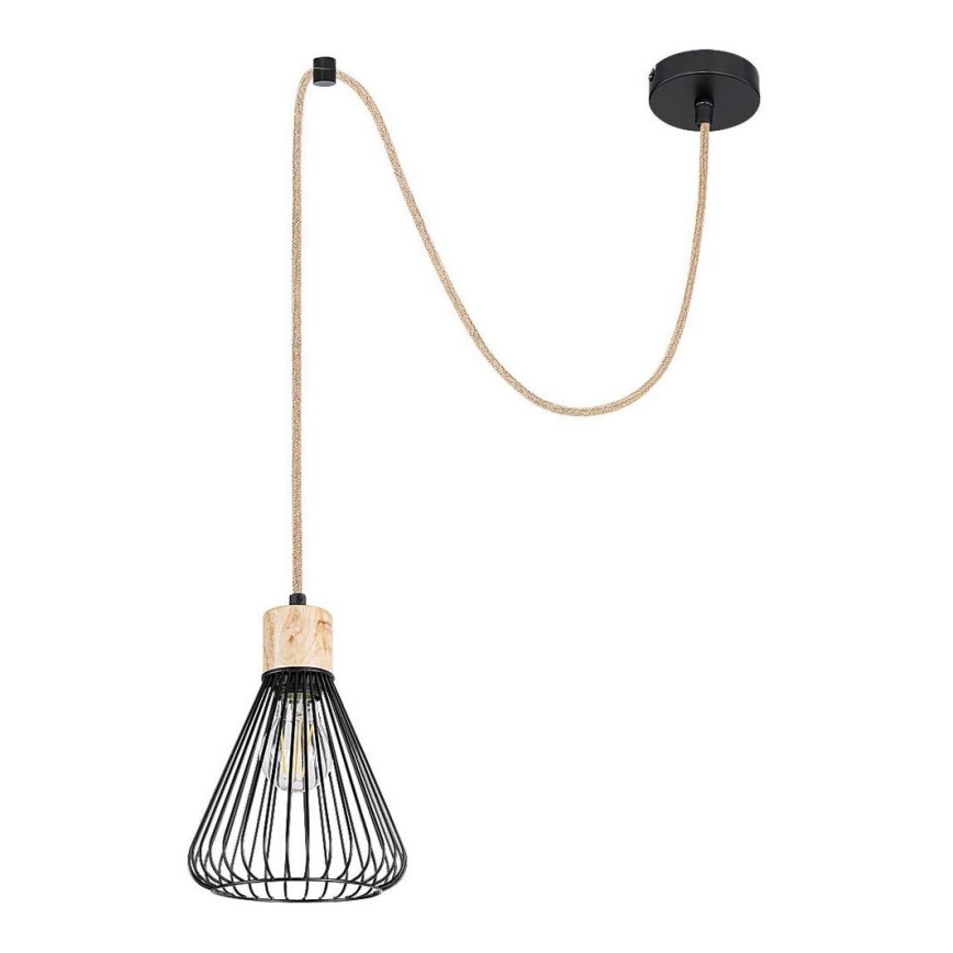 Rabalux - Ljuskrona med upphängningsrem 1xE27/40W/230V svart/bok