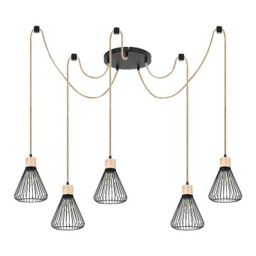 Rabalux - Taklampa 5xE27/40W/230V spindel svart/bok