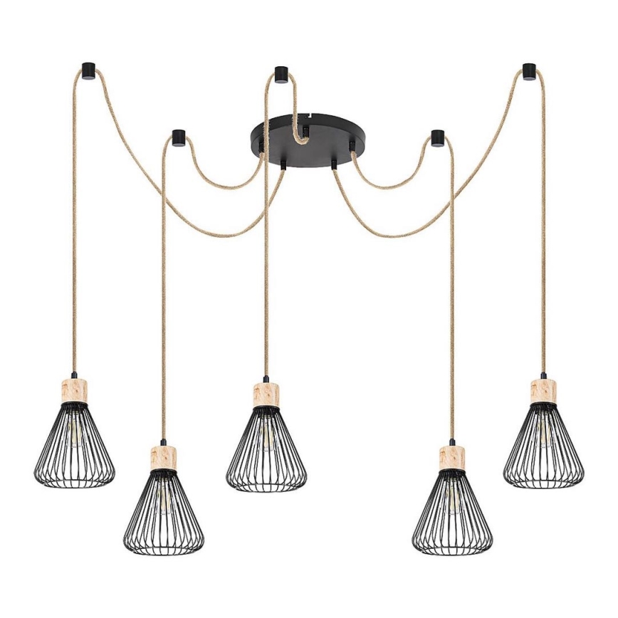 Rabalux - Taklampa 5xE27/40W/230V spindel svart/bok