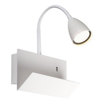 Rabalux - Vägglampa med hylla och USB port 1xGU10/25W/230V vit