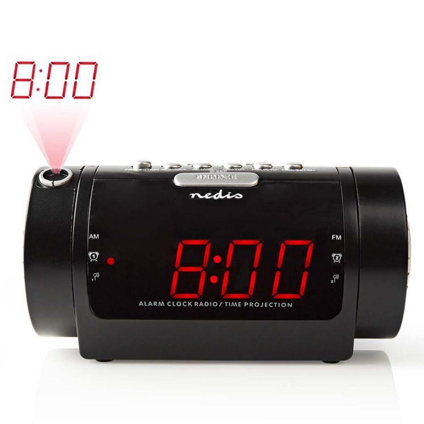 Radio väckarklocka med LED-display och projektor 230V