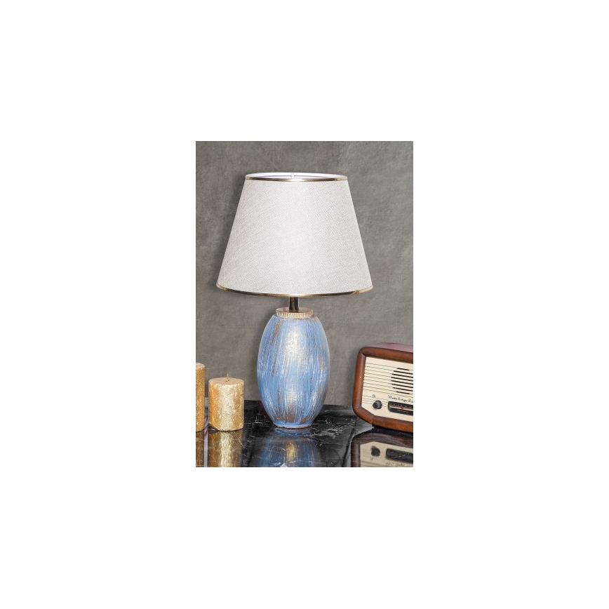 RAMZES 1xE27/40W/230V krämfärgad/blå bordslampa