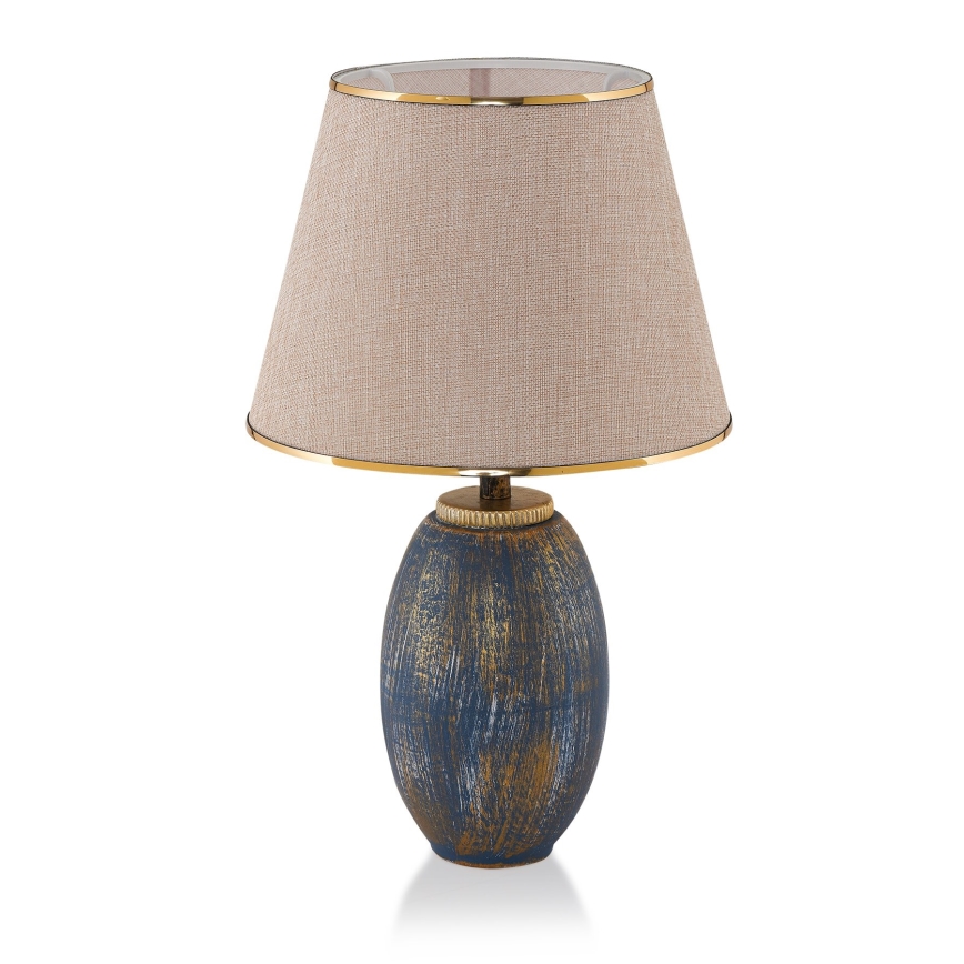 RAMZES 1xE27/40W/230V krämfärgad/blå bordslampa