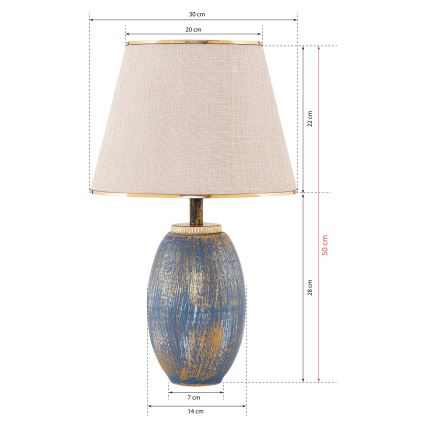 RAMZES 1xE27/40W/230V krämfärgad/blå bordslampa