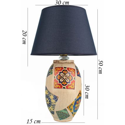 RAMZES Bordlampe 1xE27/40W/230V blå/beige